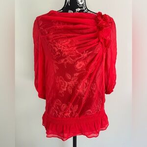 Ted Baker red silk blouse